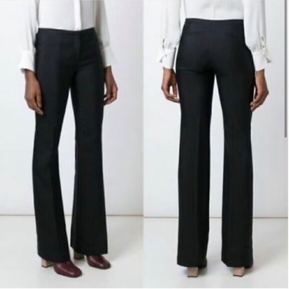 Tory Burch black Wide Leg wool silk Pants with back slit - Picture 1 of 7